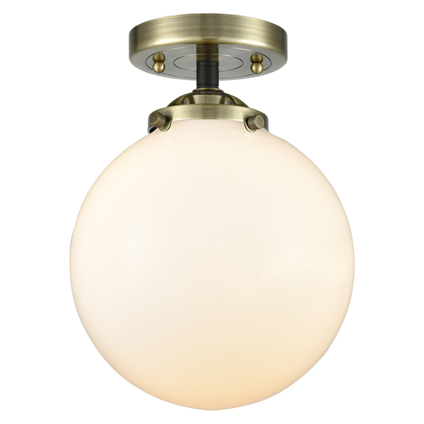 Innovations Lighting One Light Vintage Dimmable, White Glass Led Semi-Flush Mount 284-1C-BAB-G201-8-LED